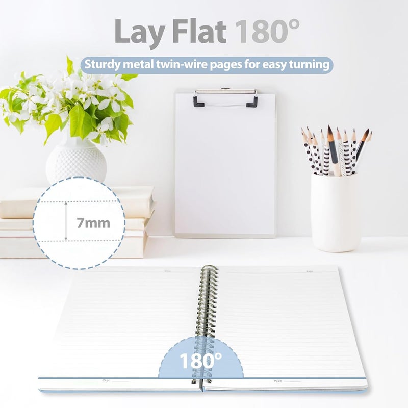 VALOME Journaling Notebooks, A5 Lined Spiral Notebook for Women & Men, 146 Pages College Ruled Hardcover Note Book for Work, Note Taking, Journaling, School, Writing (Blue) - Image 4
